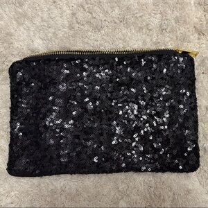 👛Black Sequin Clutch with Gold Zipper